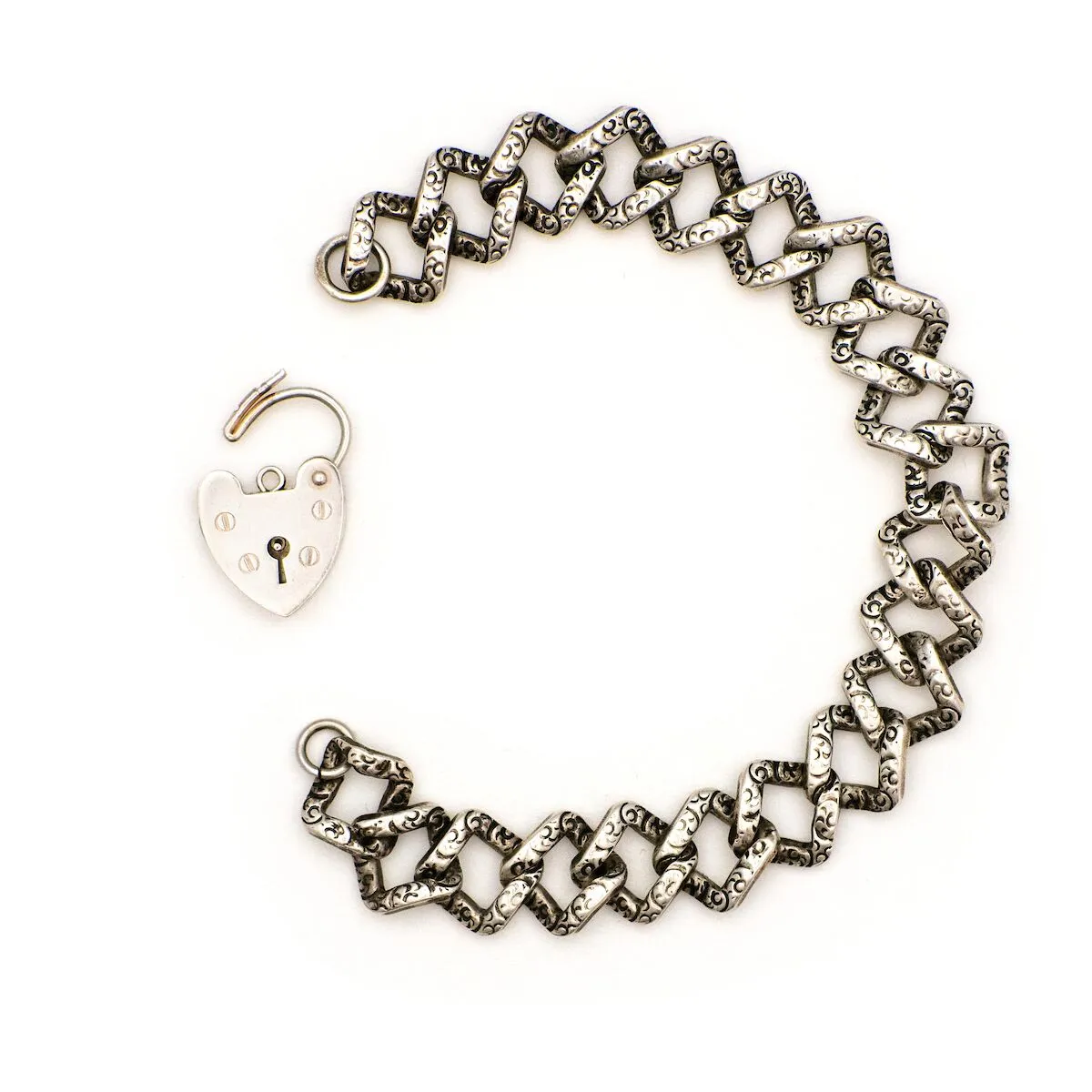 Sterling Silver Lock Antique Bracelet