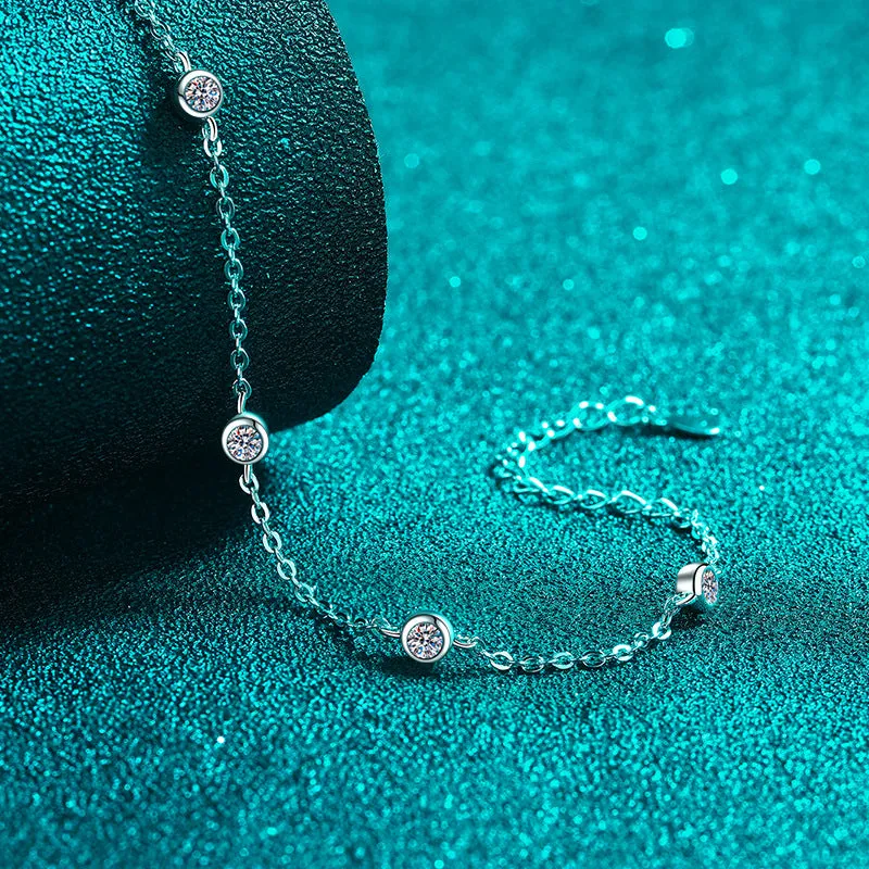 String Bubble Moissan Diamond Bracelet for Women