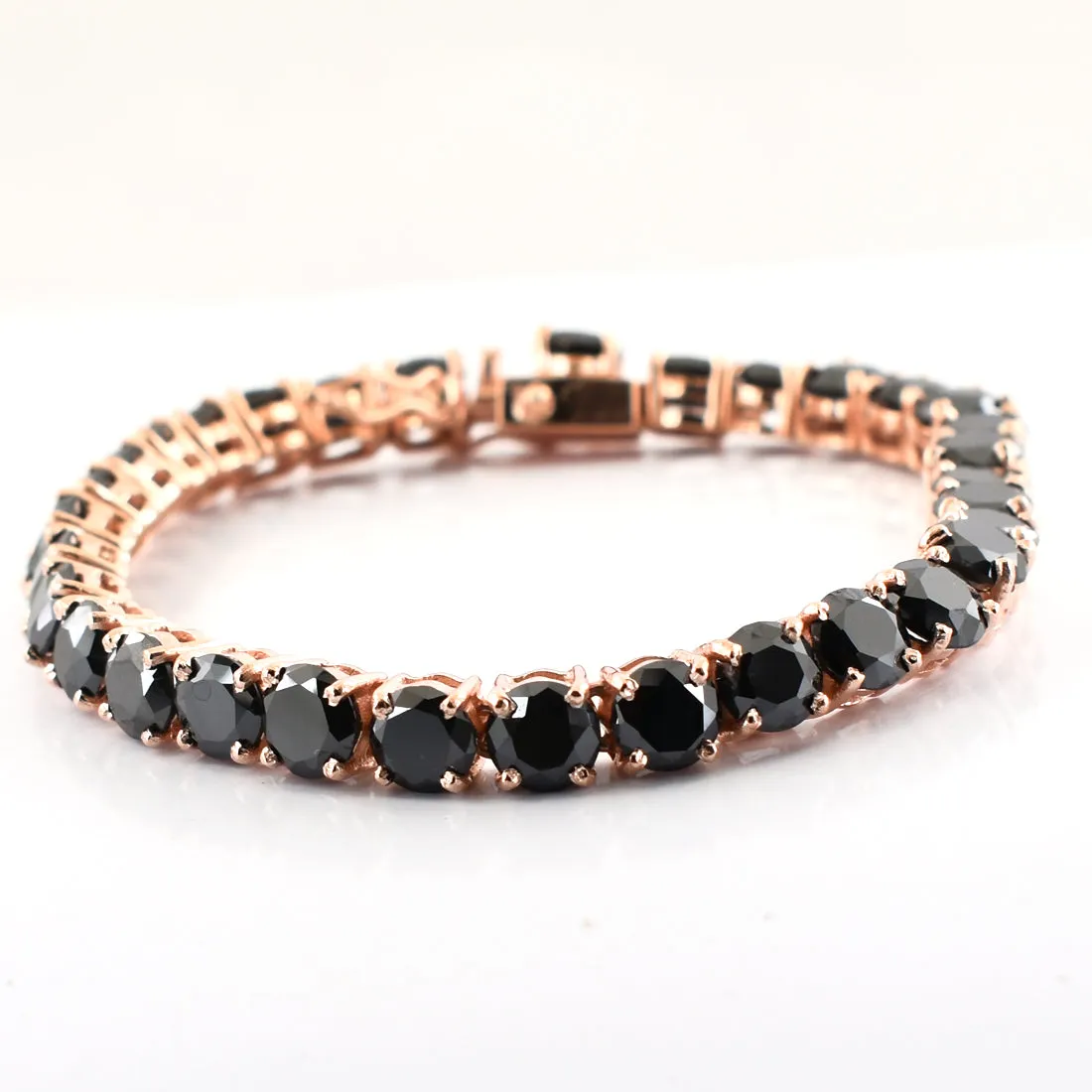Stunning Black Diamond Tennis Bracelet In Rose Gold Finish! AAA Certified, Great Shine & Luster