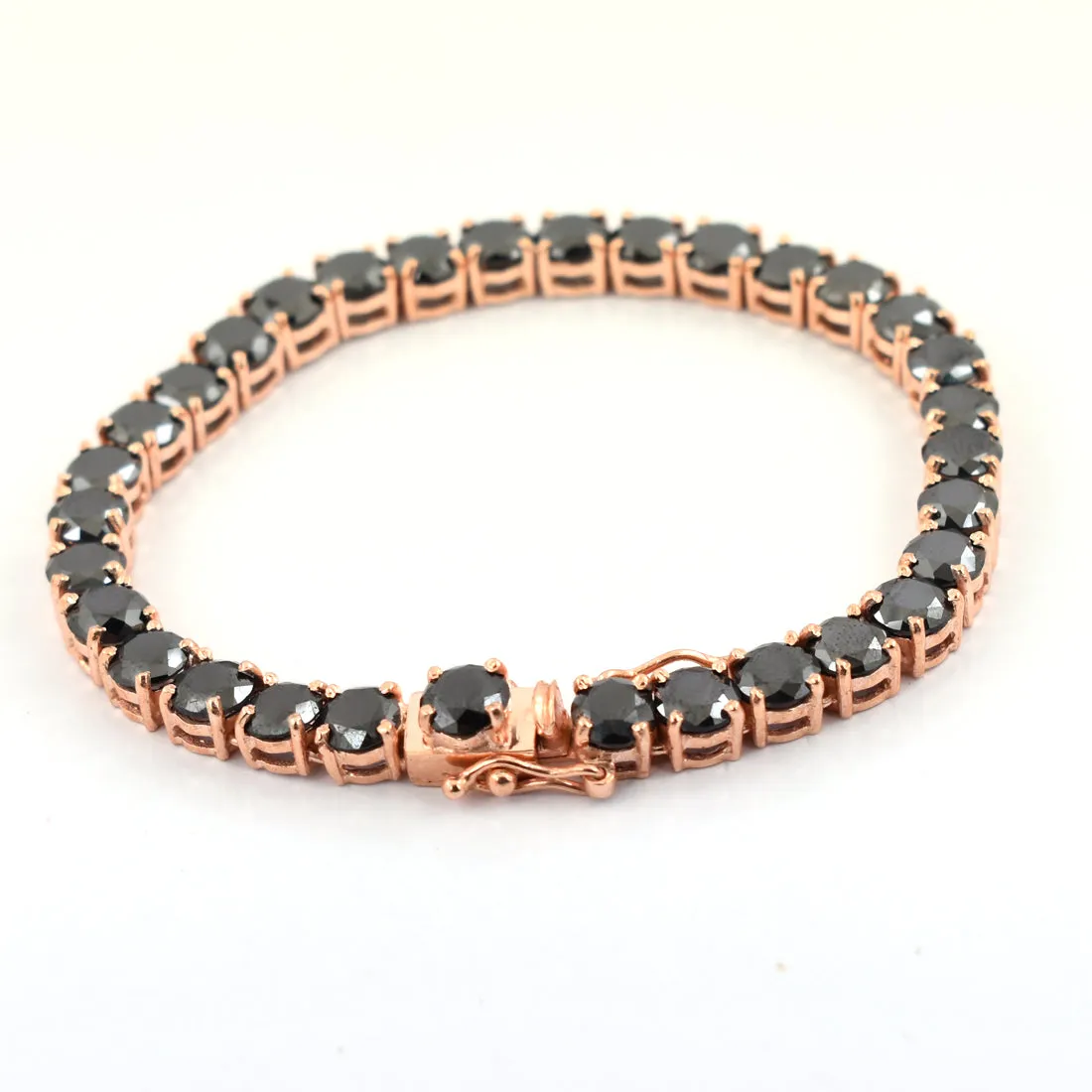 Stunning Black Diamond Tennis Bracelet In Rose Gold Finish! AAA Certified, Great Shine & Luster