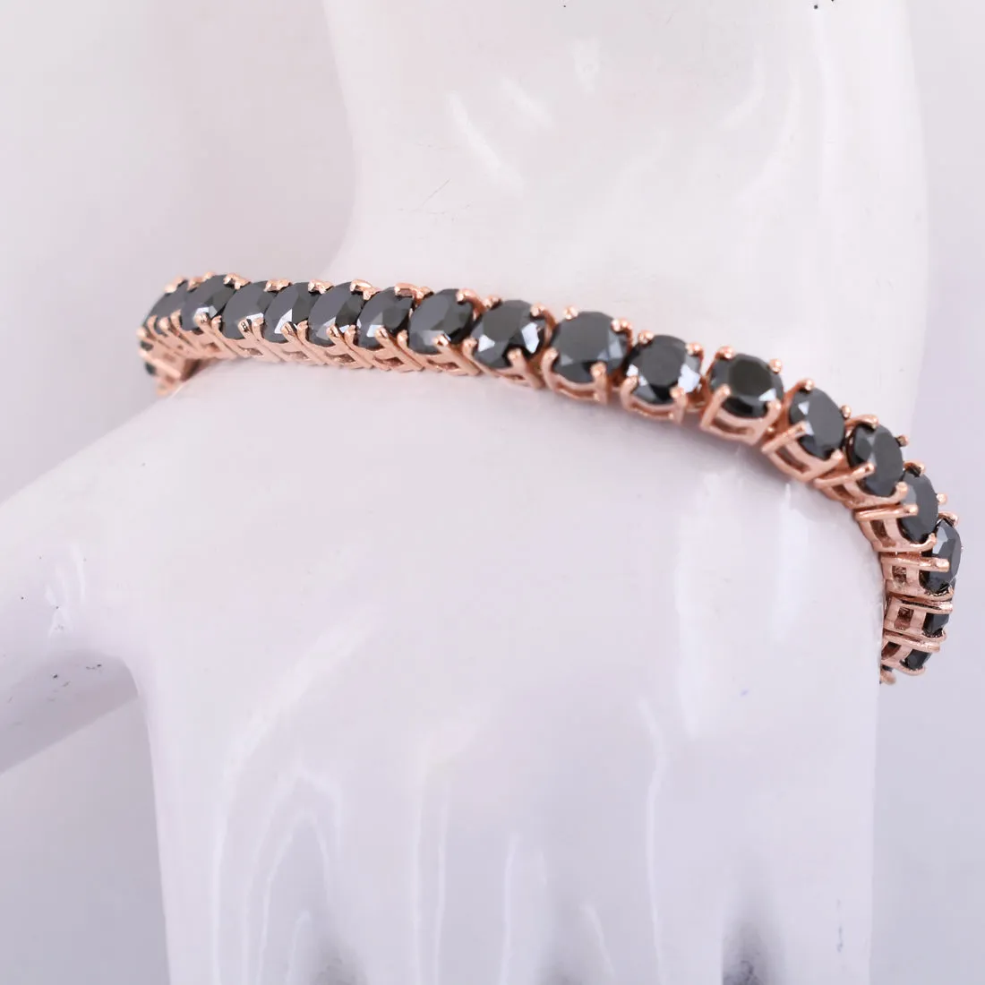 Stunning Black Diamond Tennis Bracelet In Rose Gold Finish! AAA Certified, Great Shine & Luster