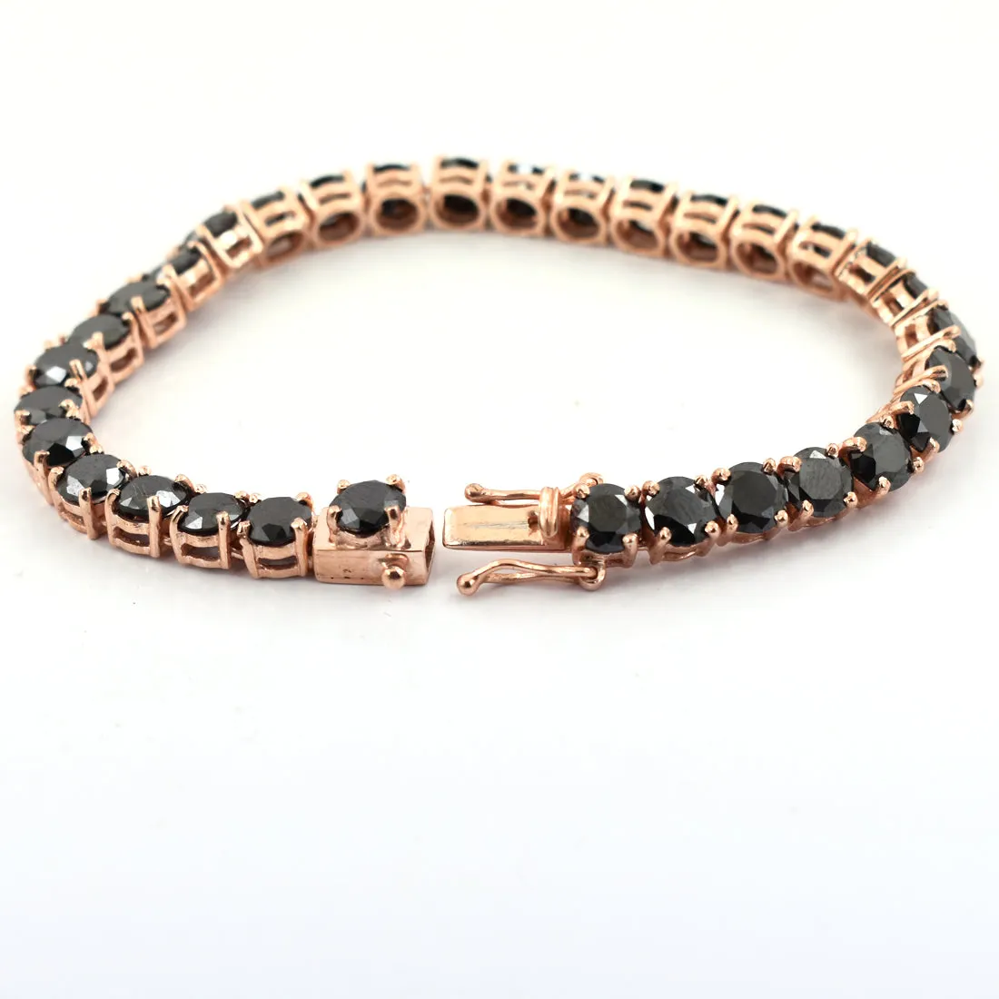 Stunning Black Diamond Tennis Bracelet In Rose Gold Finish! AAA Certified, Great Shine & Luster
