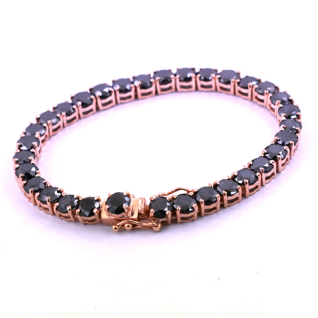 Stunning Black Diamond Tennis Bracelet In Rose Gold Finish! AAA Certified, Great Shine & Luster