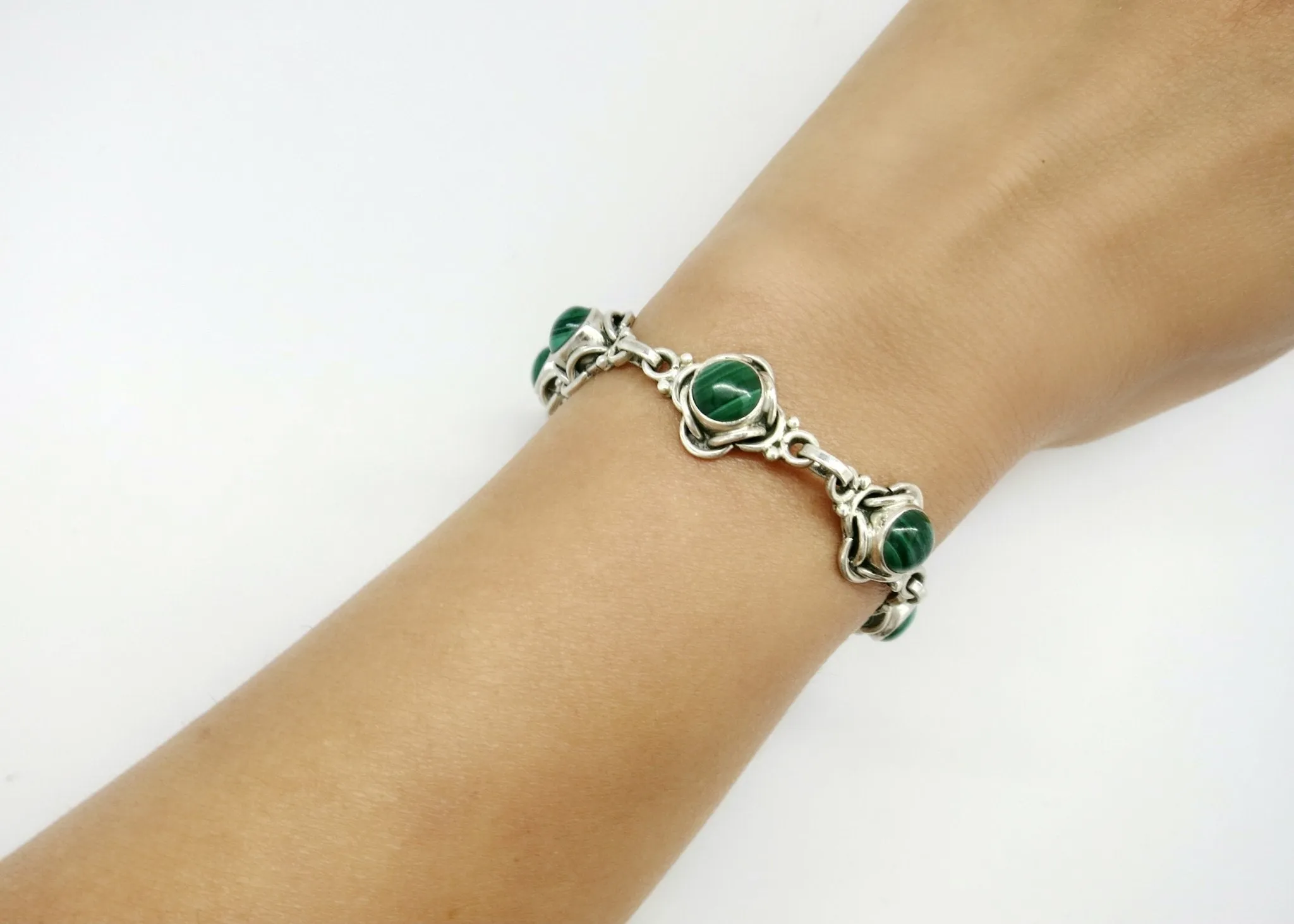 Super chic malachite linked bracelet