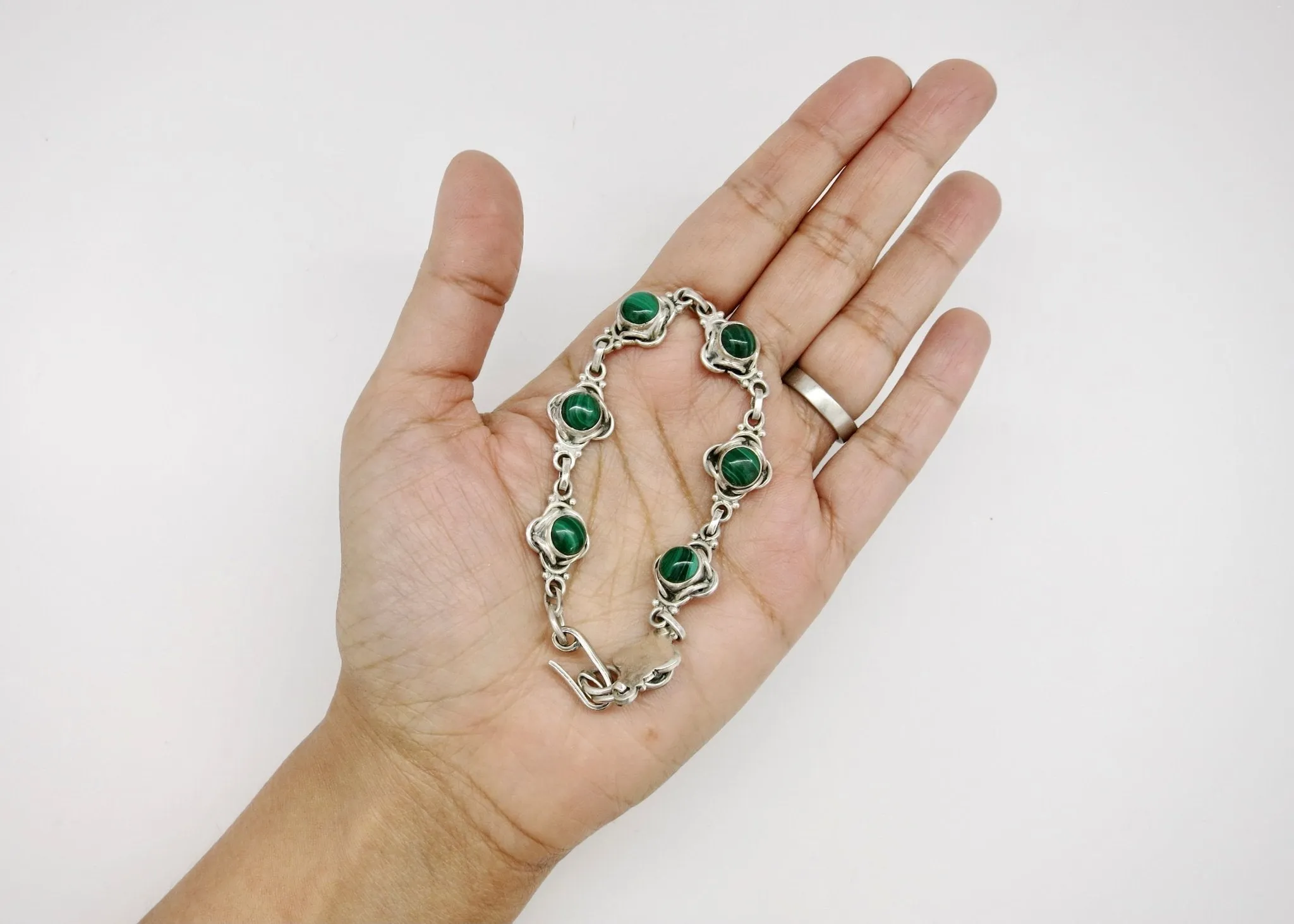 Super chic malachite linked bracelet