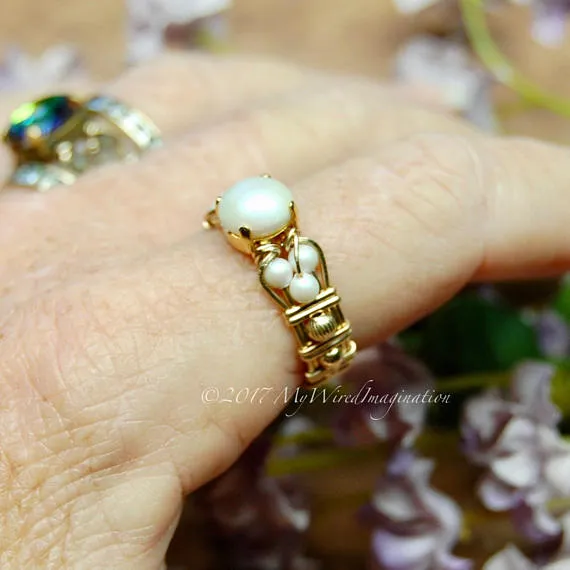 Swarovski Crystal Pearl Ring, Handmade Ring, Made to Order