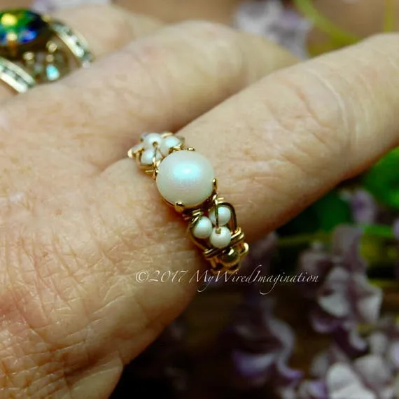 Swarovski Crystal Pearl Ring, Handmade Ring, Made to Order
