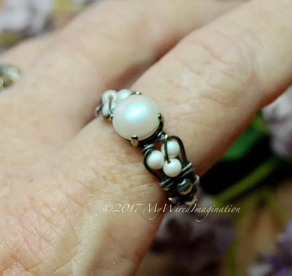 Swarovski Crystal Pearl Ring, Handmade Ring, Made to Order
