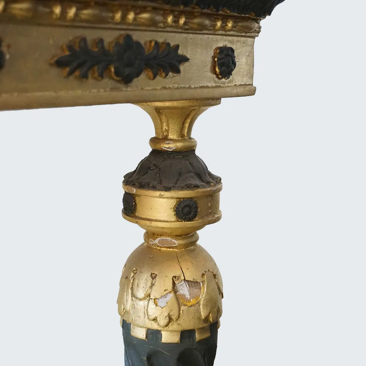 Swedish Gustavian Ebonized, Gilt and Faux Marble Console Table