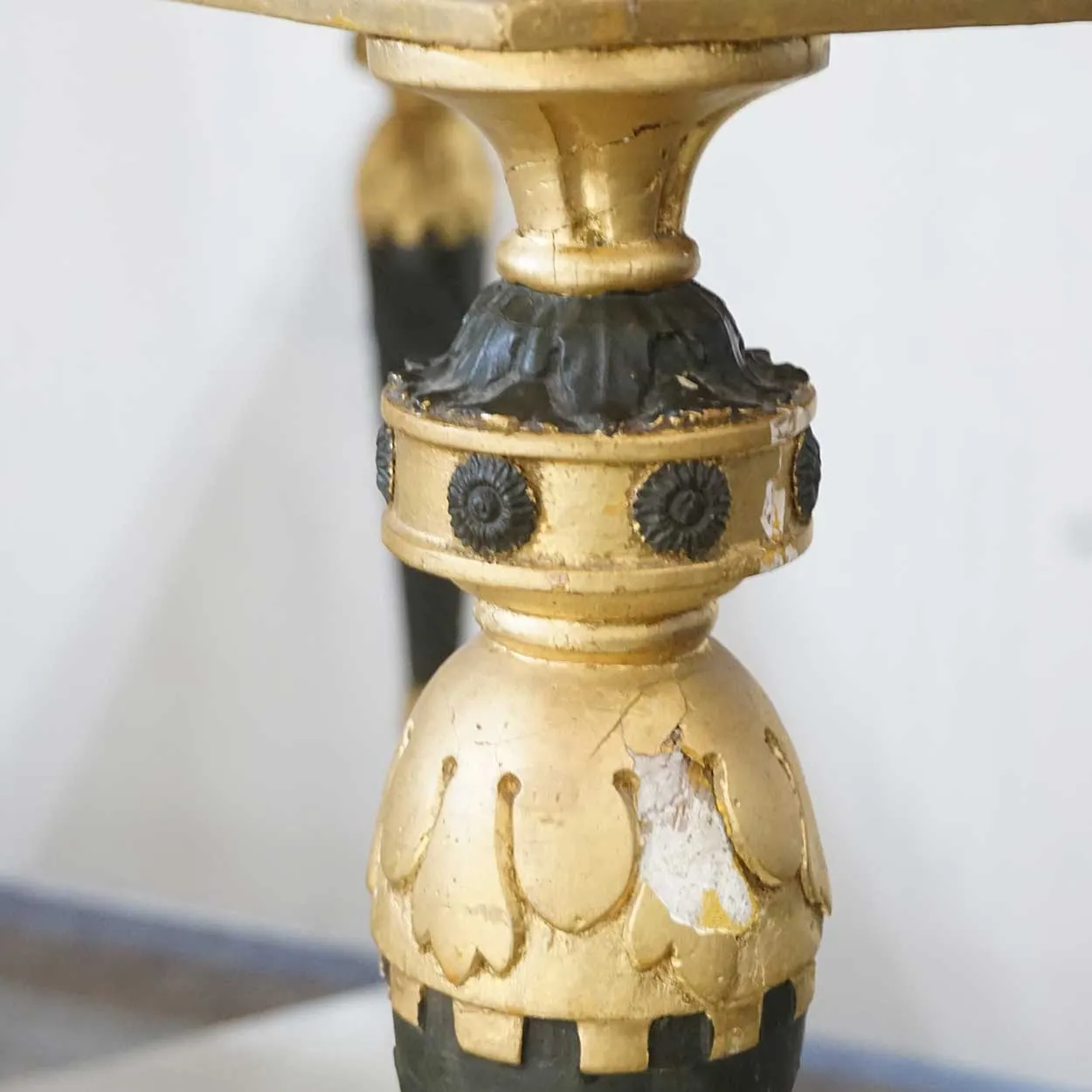 Swedish Gustavian Ebonized, Gilt and Faux Marble Console Table