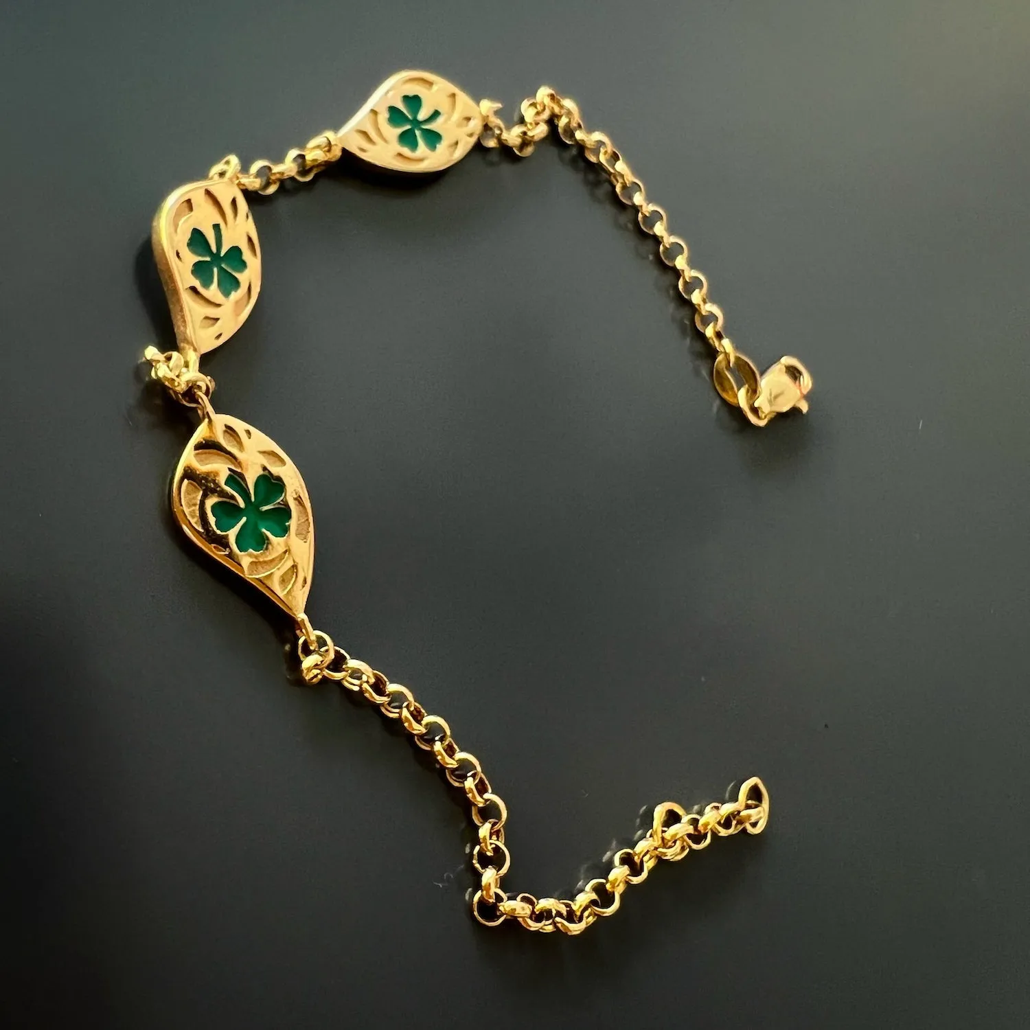 Teardrop Evil Eye Solid Gold Fine Bracelet