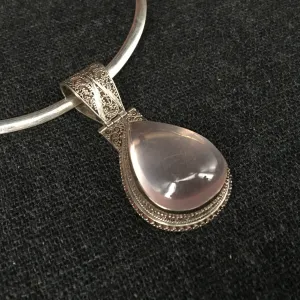 Teardrop Pink Rose Crystal Pendant