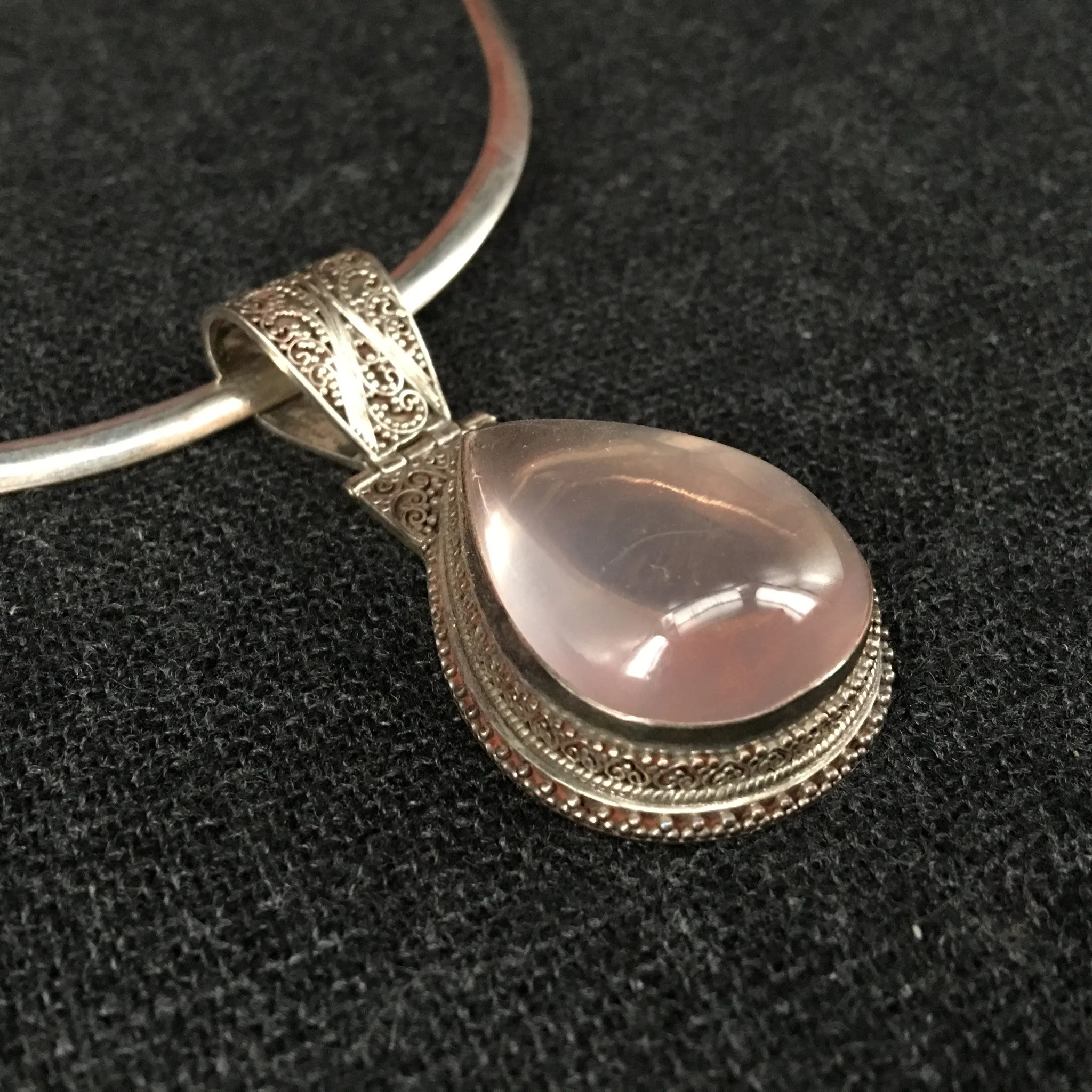 Teardrop Pink Rose Crystal Pendant