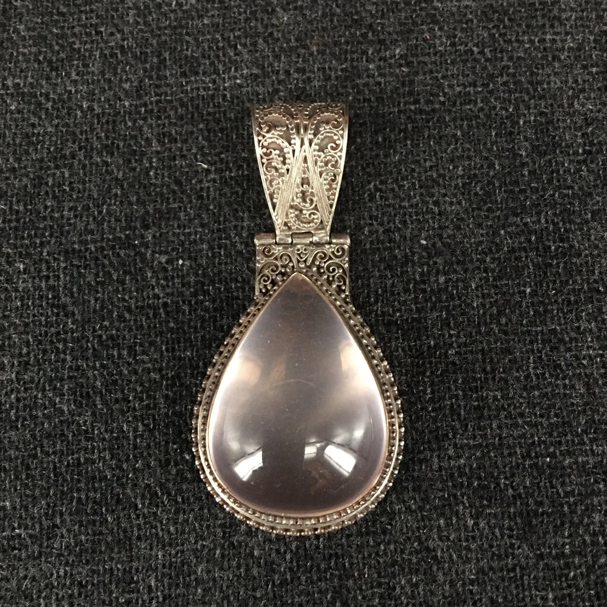 Teardrop Pink Rose Crystal Pendant