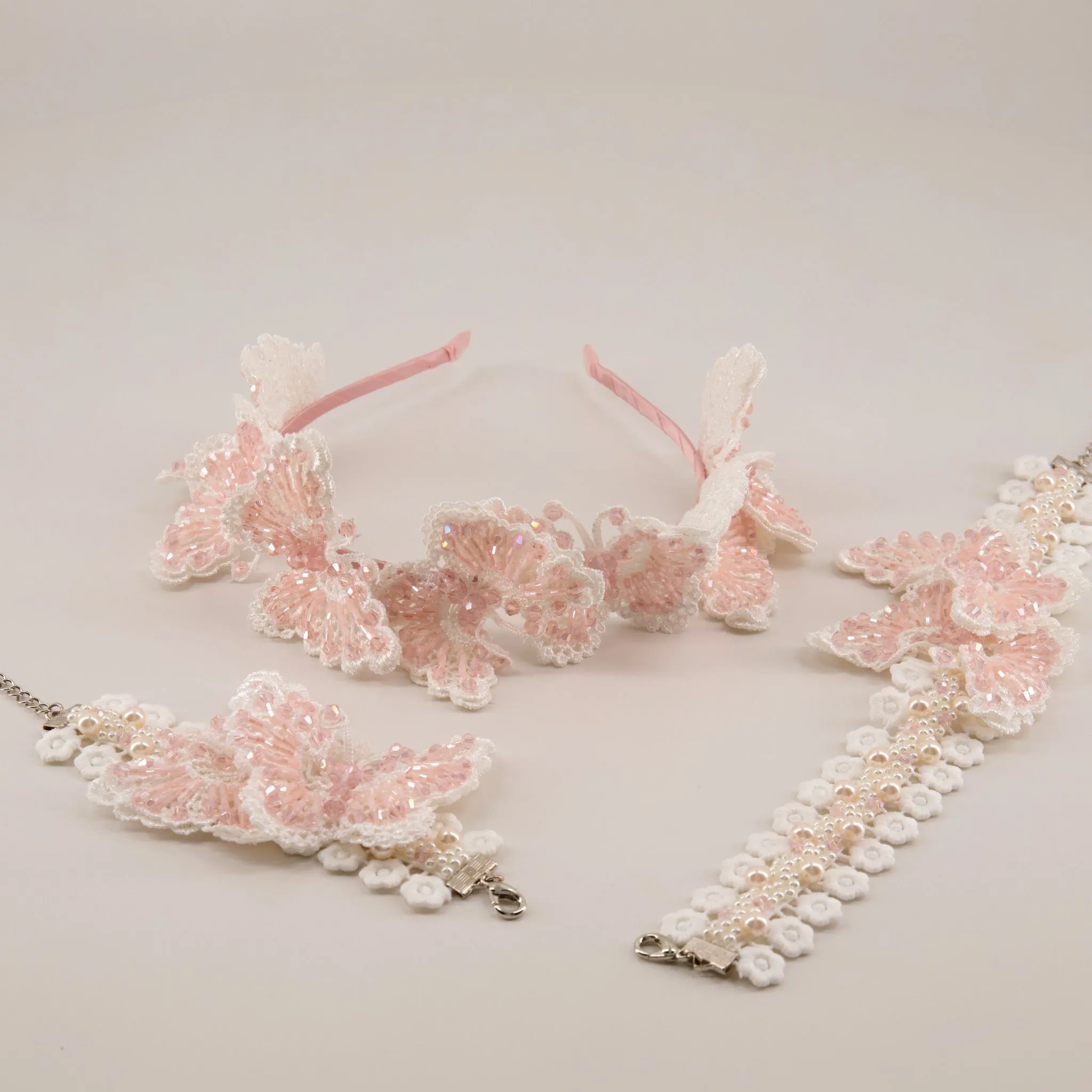 The Amabil Crystal Pink Butterfly Necklace