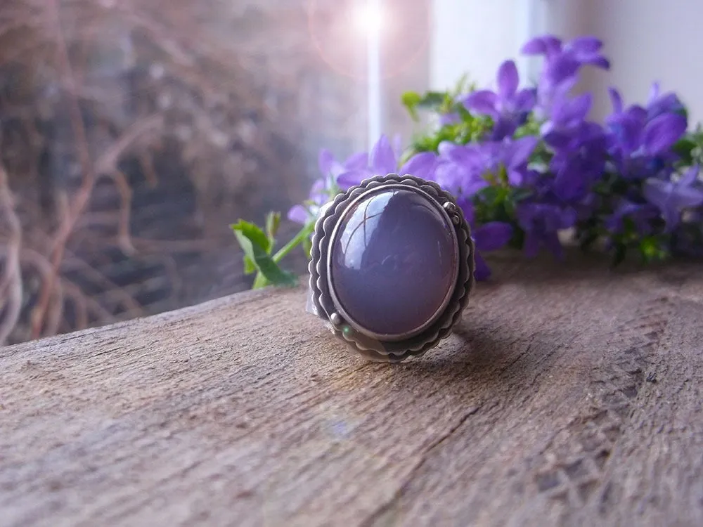 The Healer Ring - Hummingbird Holly Chalcedony Ring 8 US