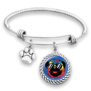 Tie Dye Pug Charm Bracelet