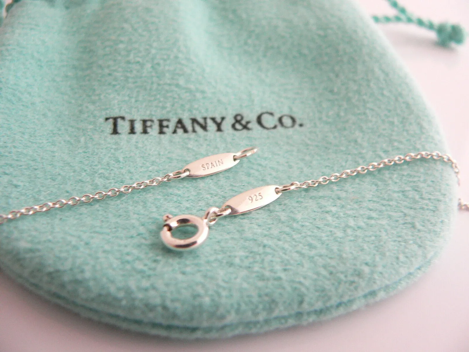 Tiffany & Co Peretti Pink Rhodonite Heart Silver Eternal Circle Necklace Gift