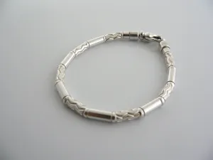Tiffany & Co Silver Carved Bead Bracelet Etched Bangle Gift Love Statement Art