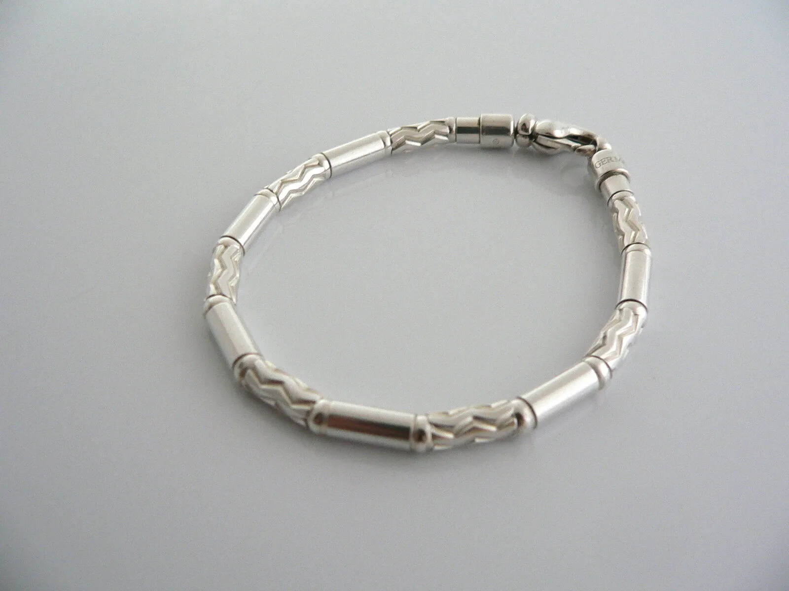 Tiffany & Co Silver Carved Bead Bracelet Etched Bangle Gift Love Statement Art