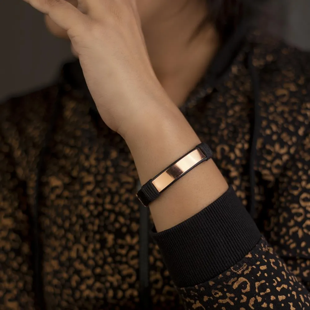 Trendy artificial leather copper strip bracelet for Women & Men