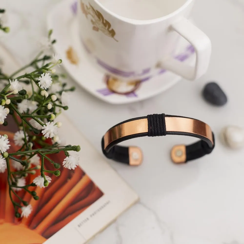 Trendy artificial leather copper strip bracelet for Women & Men
