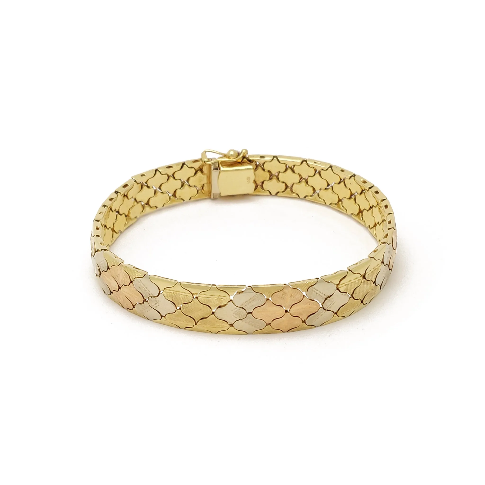 Tri-Tone Soft Bangle Bracelet (14K)