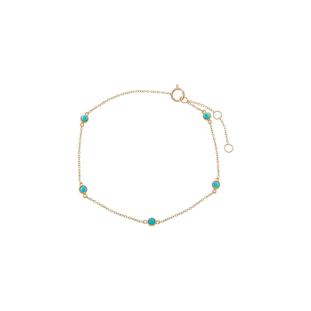 Turquoise By The Yard Bezel Bracelet 14K