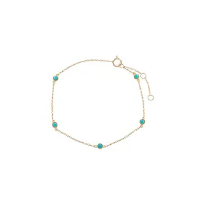 Turquoise By The Yard Bezel Bracelet 14K