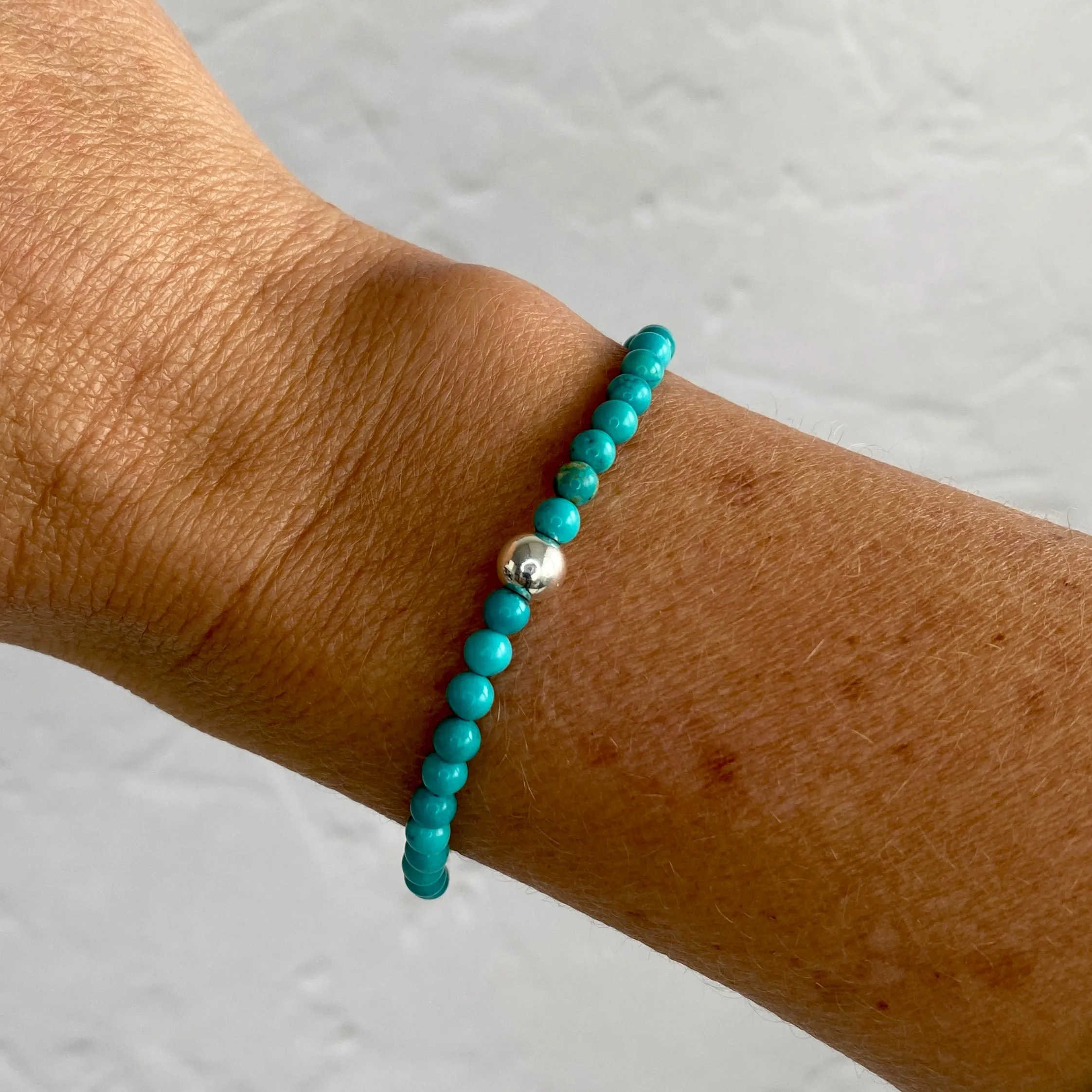Turquoise Gemstone and Silver Bead Bracelet