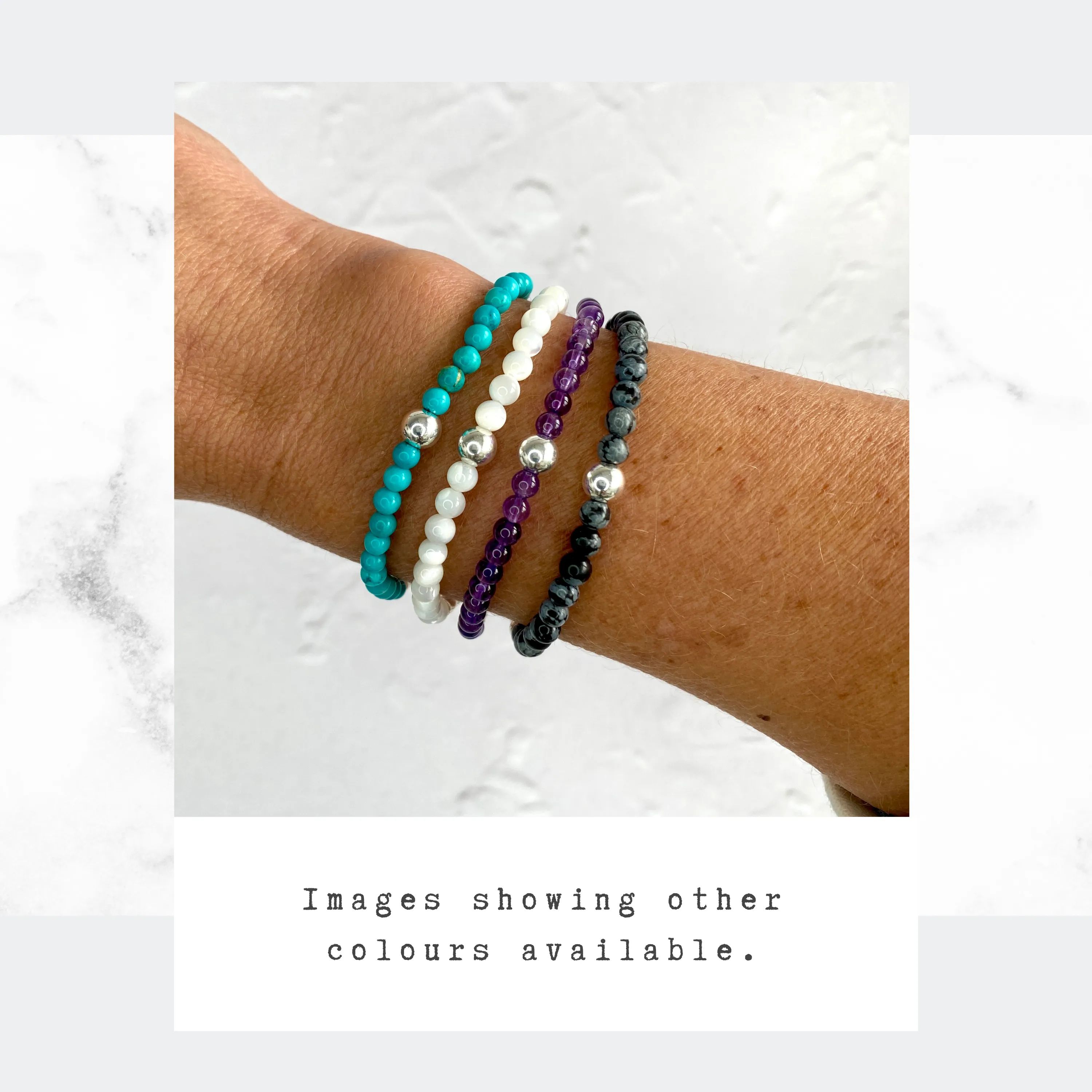 Turquoise Gemstone and Silver Bead Bracelet