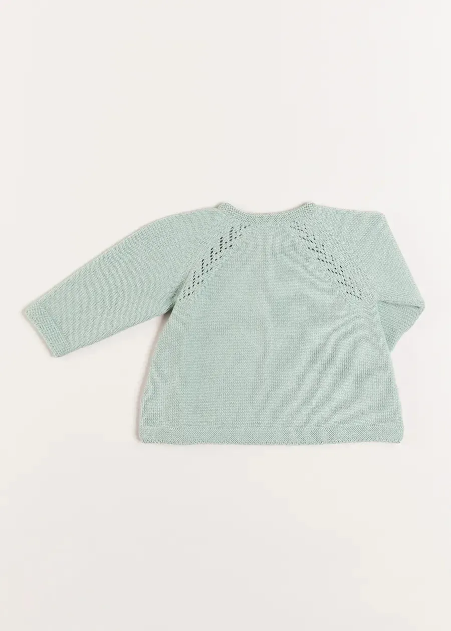 Two Button Baby Cardigan in Green (1-9mths)