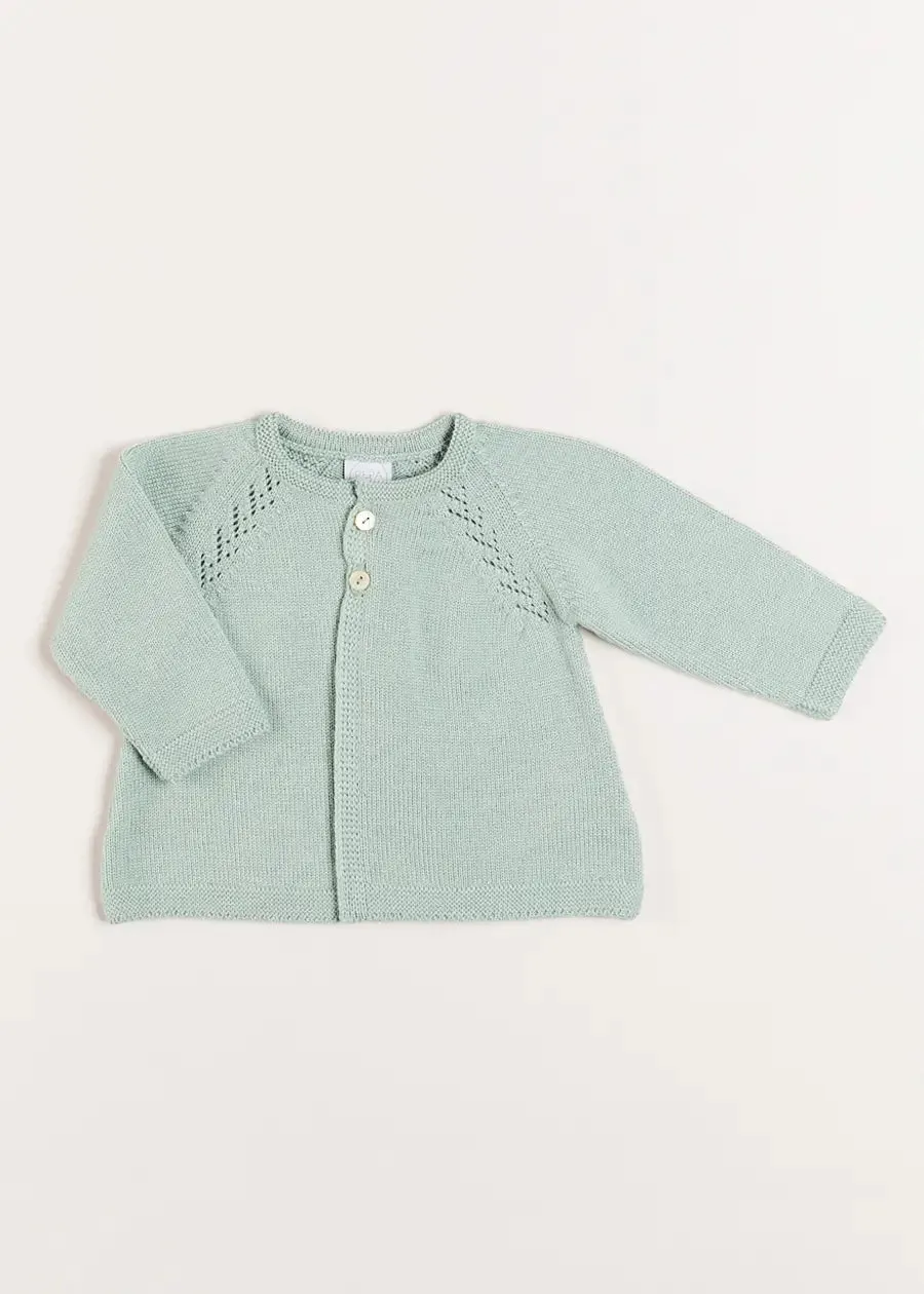 Two Button Baby Cardigan in Green (1-9mths)