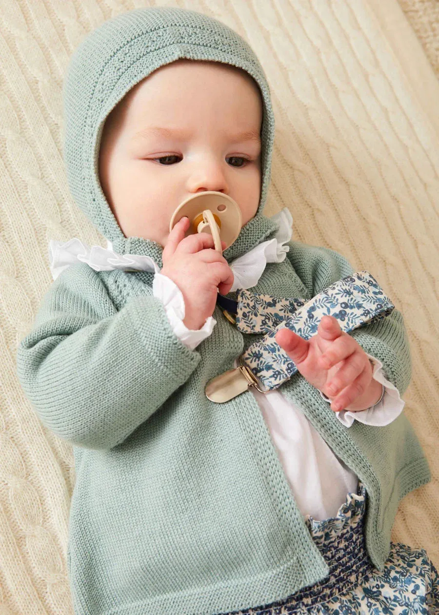 Two Button Baby Cardigan in Green (1-9mths)