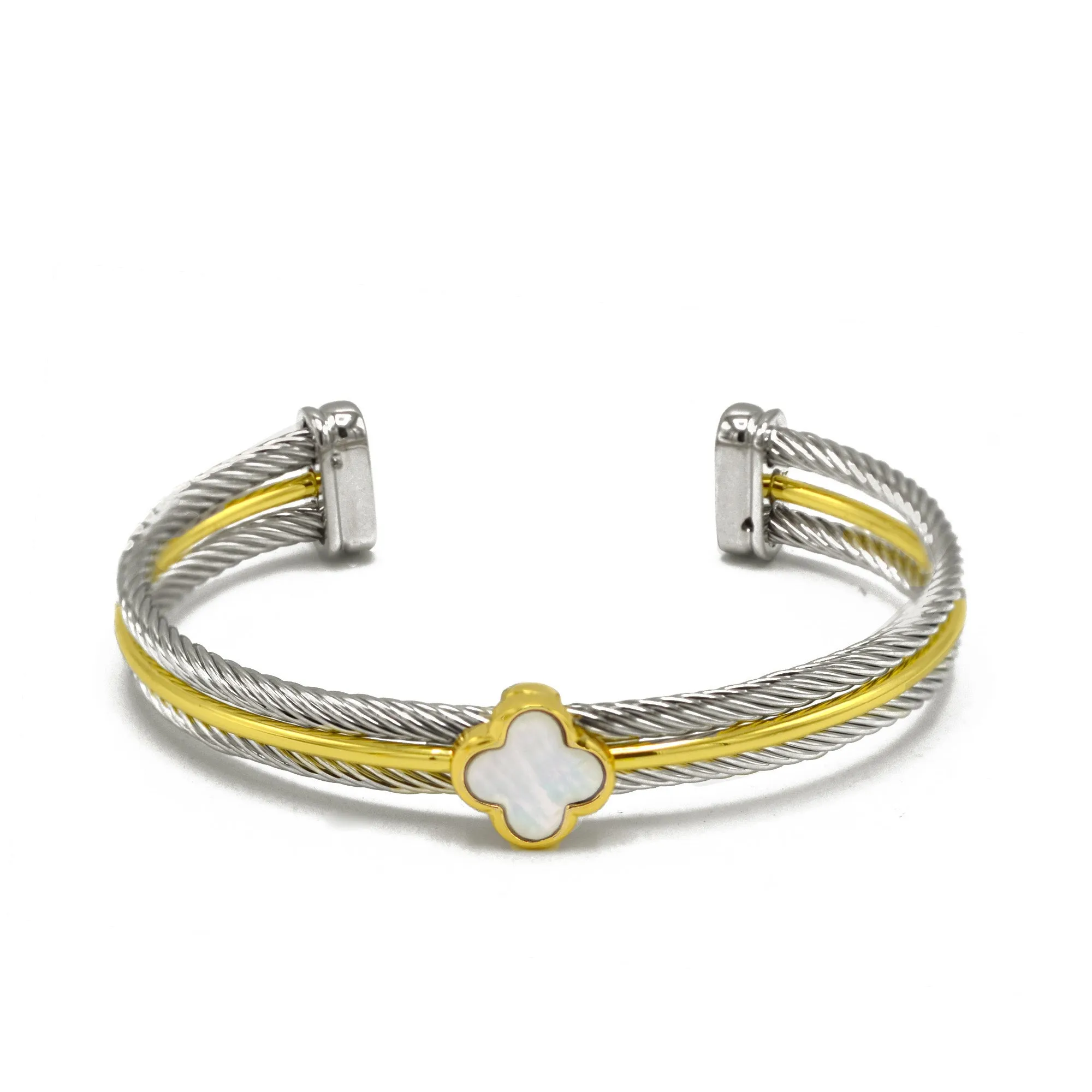 Two Tone Flower Bracelet #23191BR Explore More Colors🟢  ⚪⚫(JE3 JE 2)
