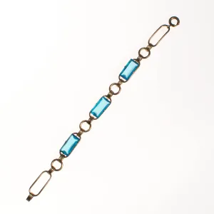 Vintage 1940s Gold Filled Blue Crystal Line Bracelet