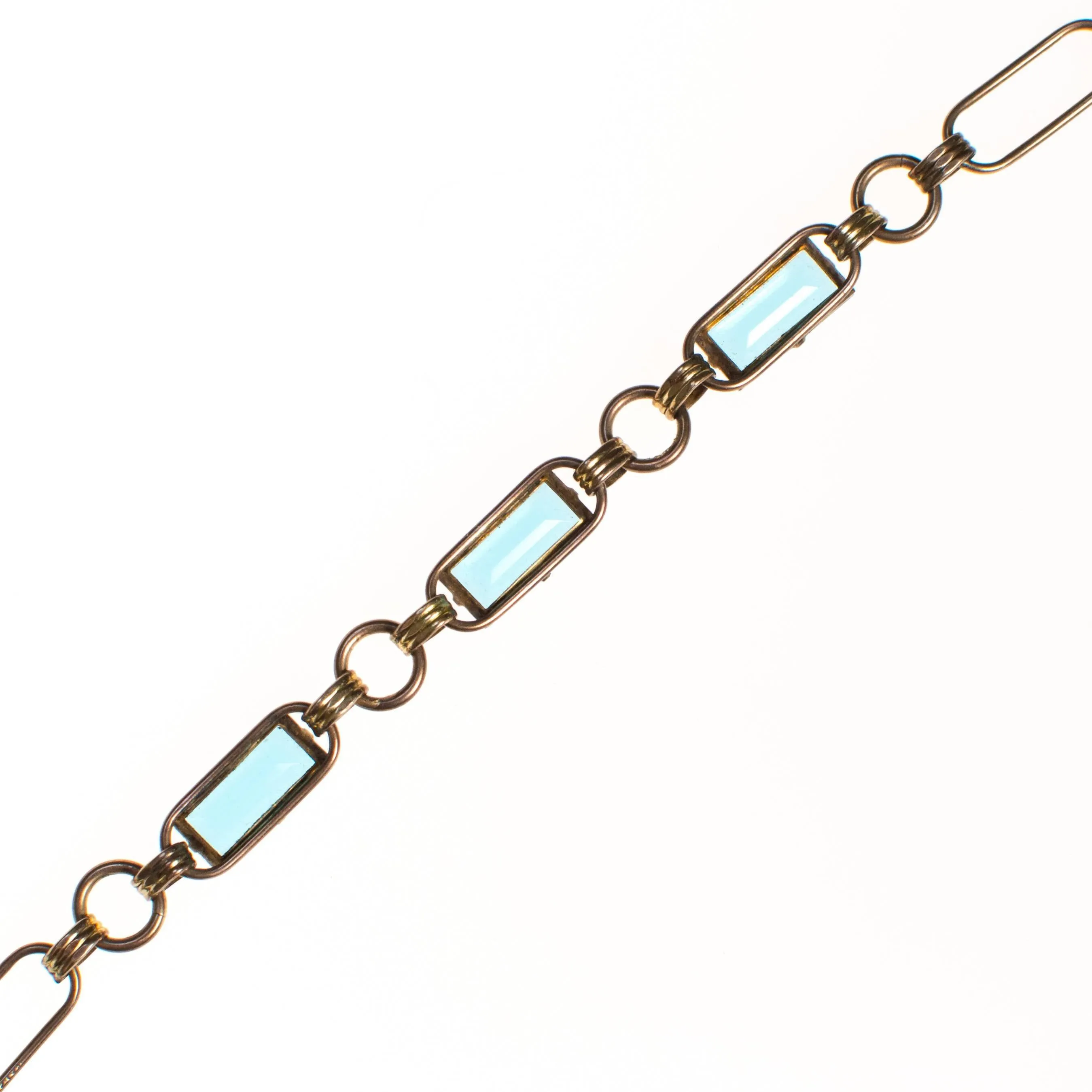 Vintage 1940s Gold Filled Blue Crystal Line Bracelet