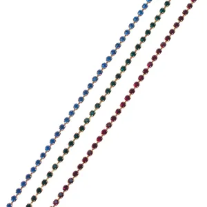 Vintage 1950s Rhinestone Line Bracelets in Green, Blue, and Red