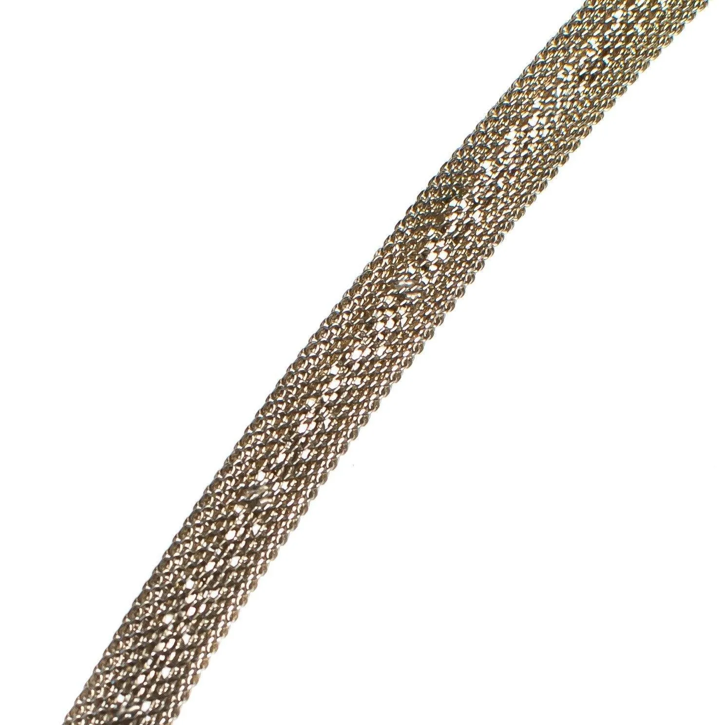 Vintage 1960s Gold Mesh Choker Necklace with Rhinestones, Diamante Crystals, Gold Tone Setting, Fish Hook Clasp