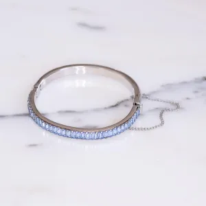 Vintage Blue Baguette Crystal Bangle Bracelet