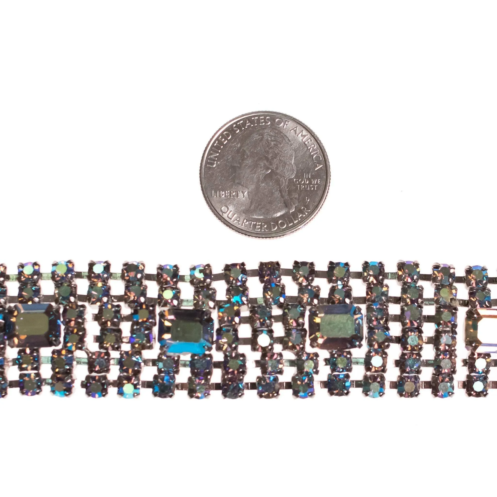 Vintage Blue Gray Aurora Borealis Rhinestone Bracelet