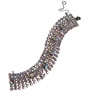 Vintage Blue Gray Aurora Borealis Rhinestone Bracelet
