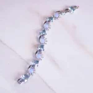 Vintage Camrose and Kross JBK Moonstone Glass and Blue Crystal Bracelet