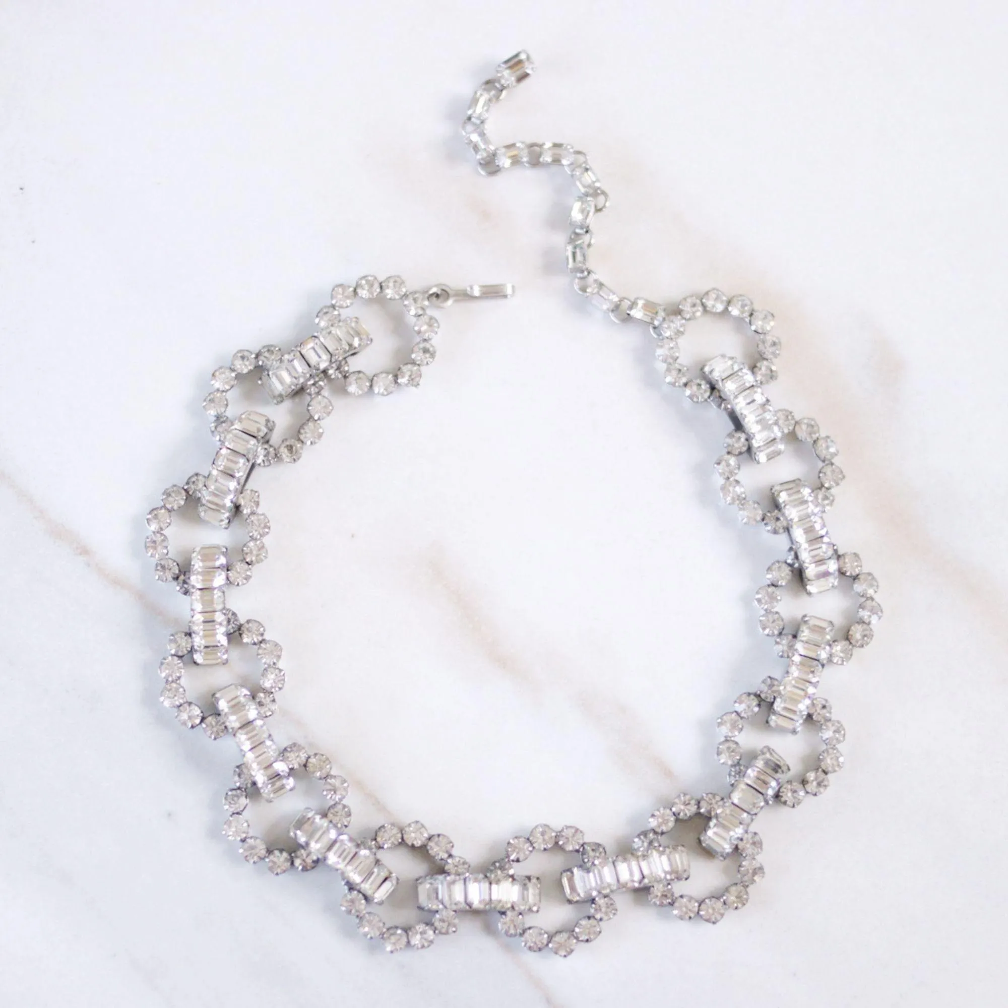 Vintage Christian Dior by Kramer Baguette and Brillant Cut Diamante Link Necklace
