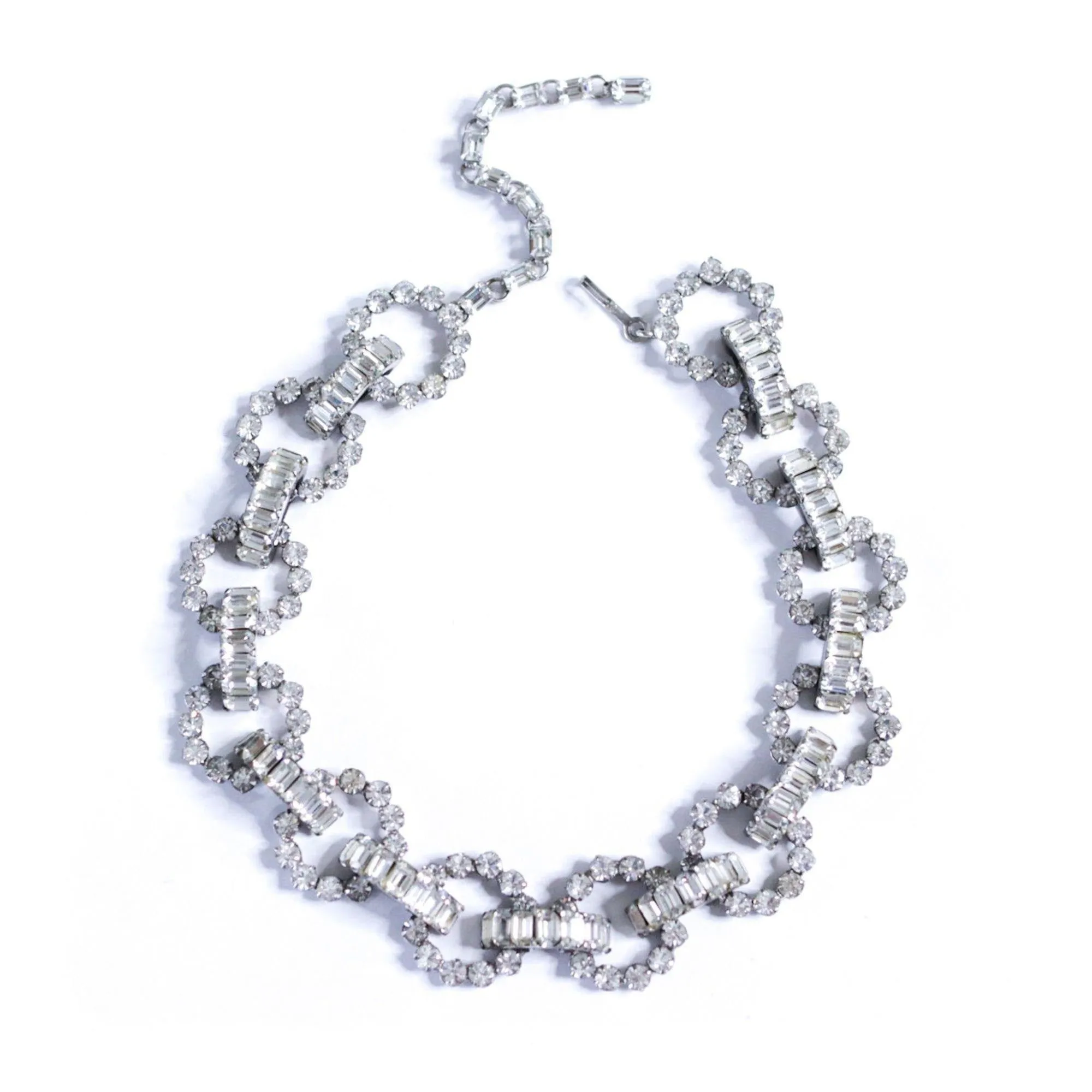 Vintage Christian Dior by Kramer Baguette and Brillant Cut Diamante Link Necklace