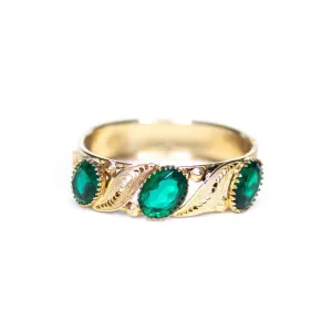 Vintage Czech Emerald Crystal Hinged Bangle Bracelet