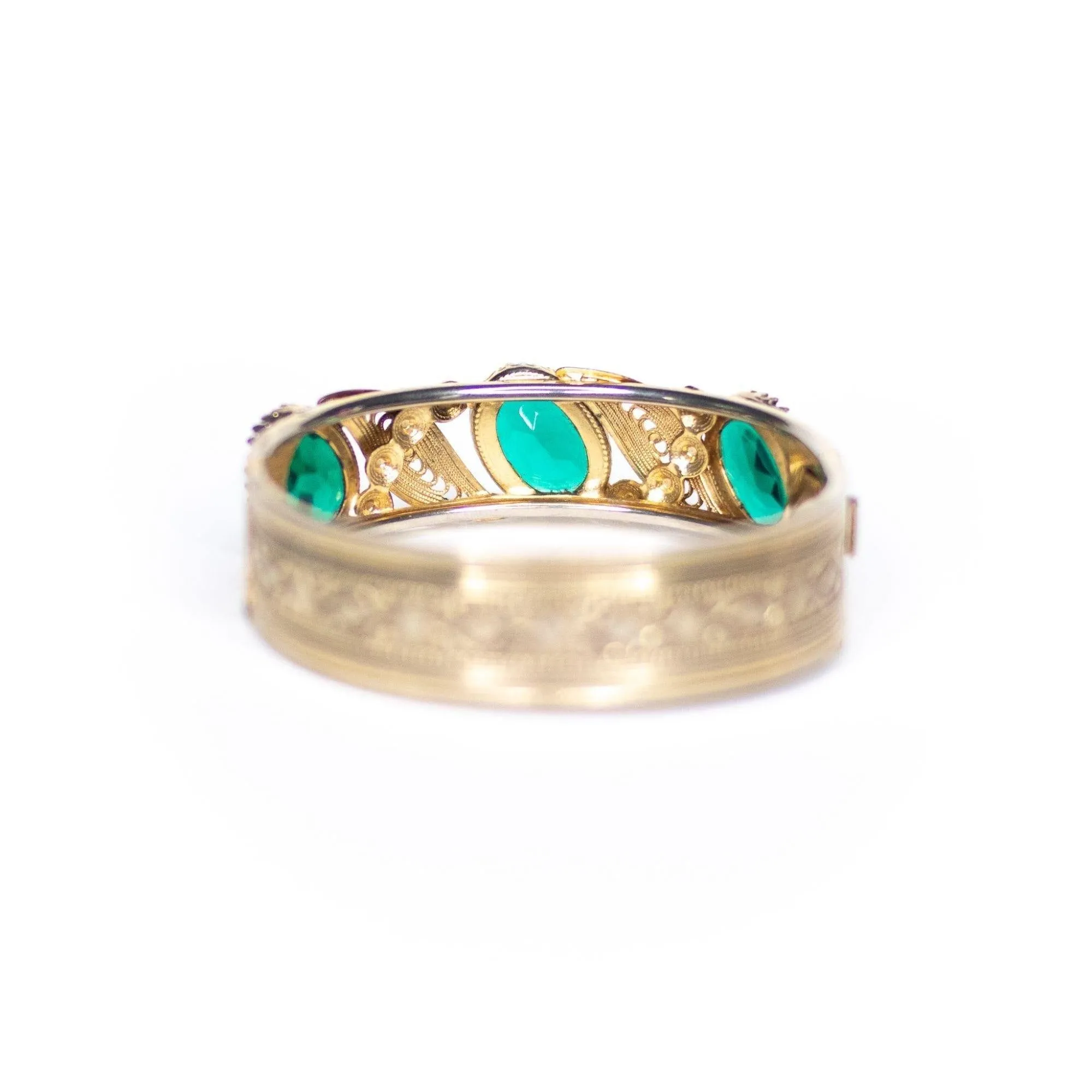 Vintage Czech Emerald Crystal Hinged Bangle Bracelet