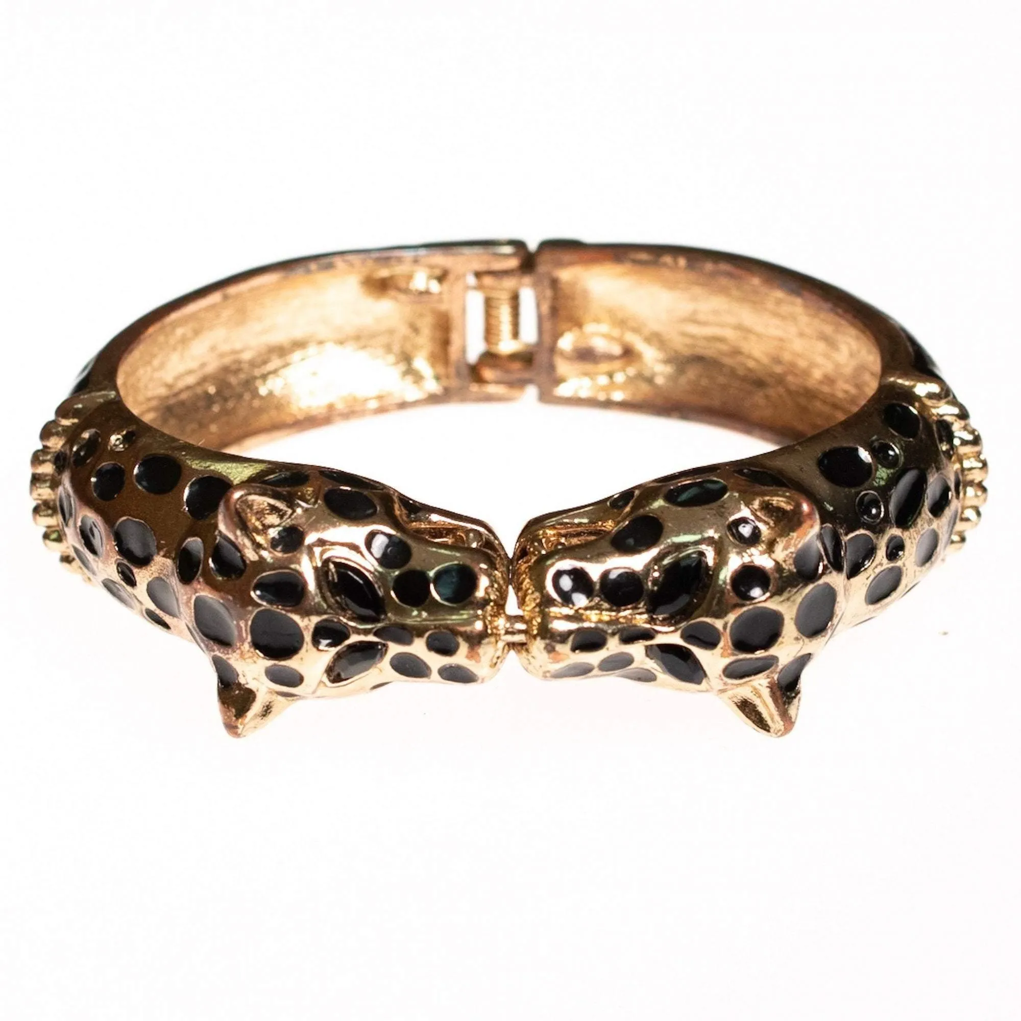 Vintage Double Leopard Hinged Bracelet