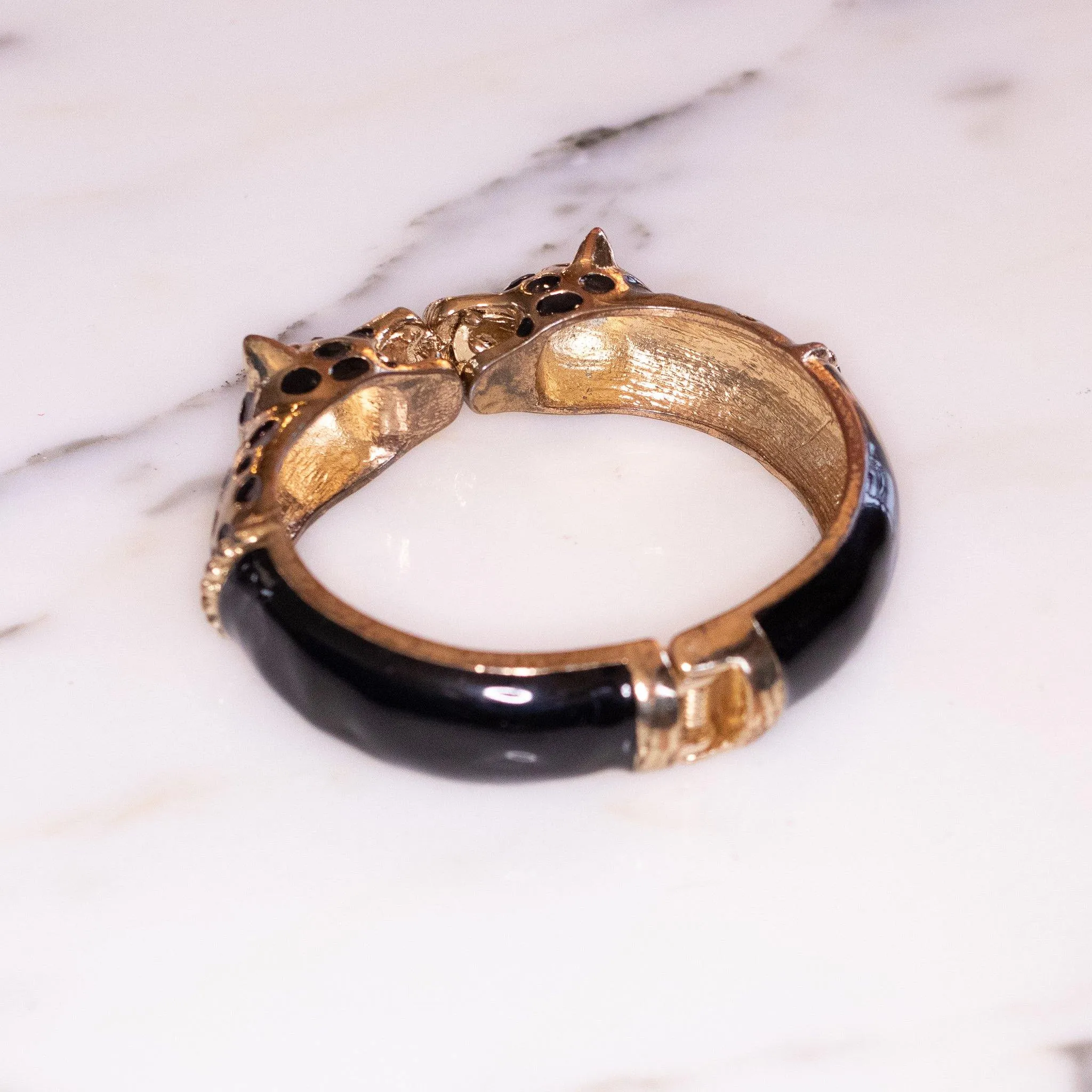 Vintage Double Leopard Hinged Bracelet