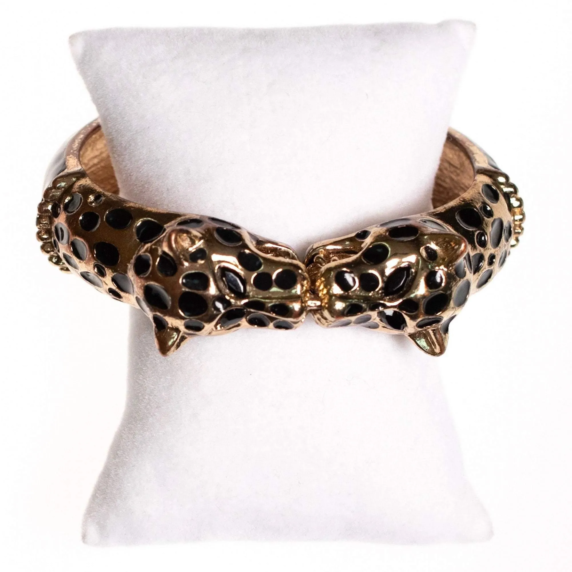 Vintage Double Leopard Hinged Bracelet